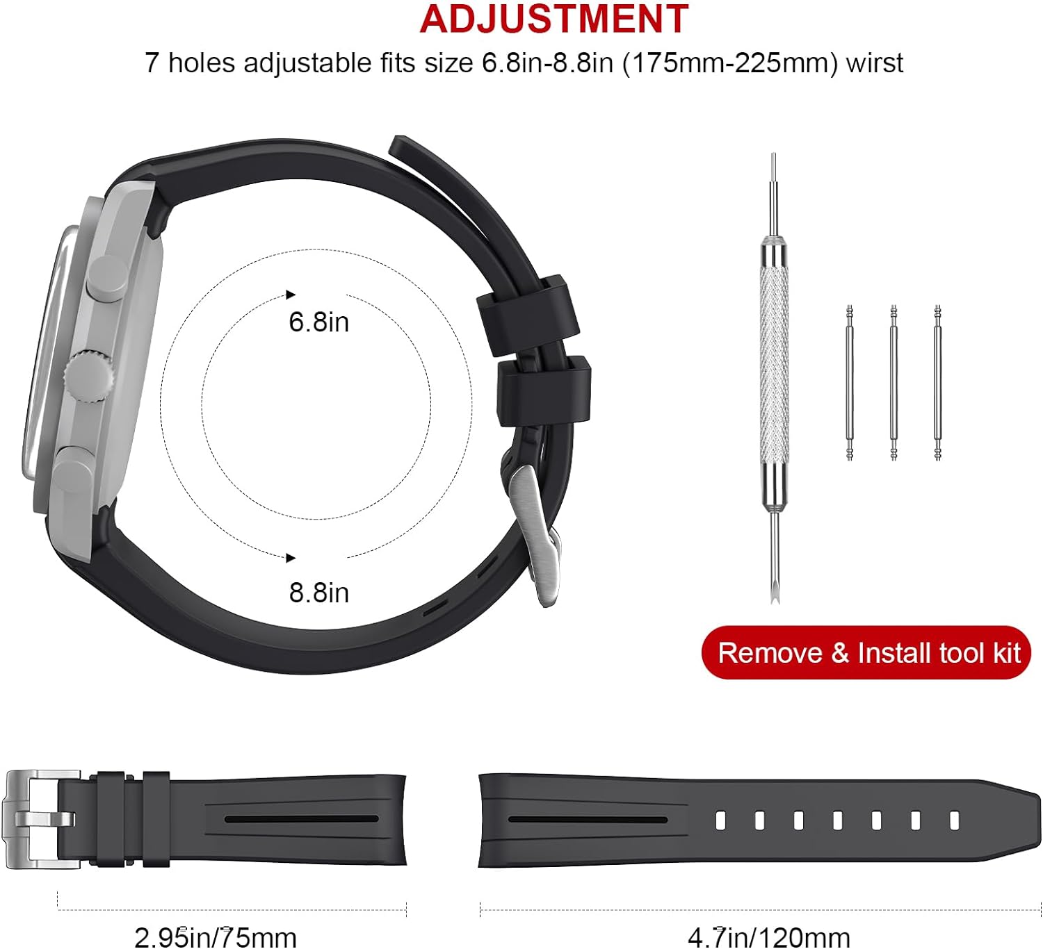 Bands for Moonswatch Watch,Curved No Gap Rubber Strap Compatible with Omega X Swatch Moonswatch Speedmaster/Rolex/SEIKO 20mm Watch,Swatch Omega Moonswatch Speedmaster Watch Replacement Band Men Women