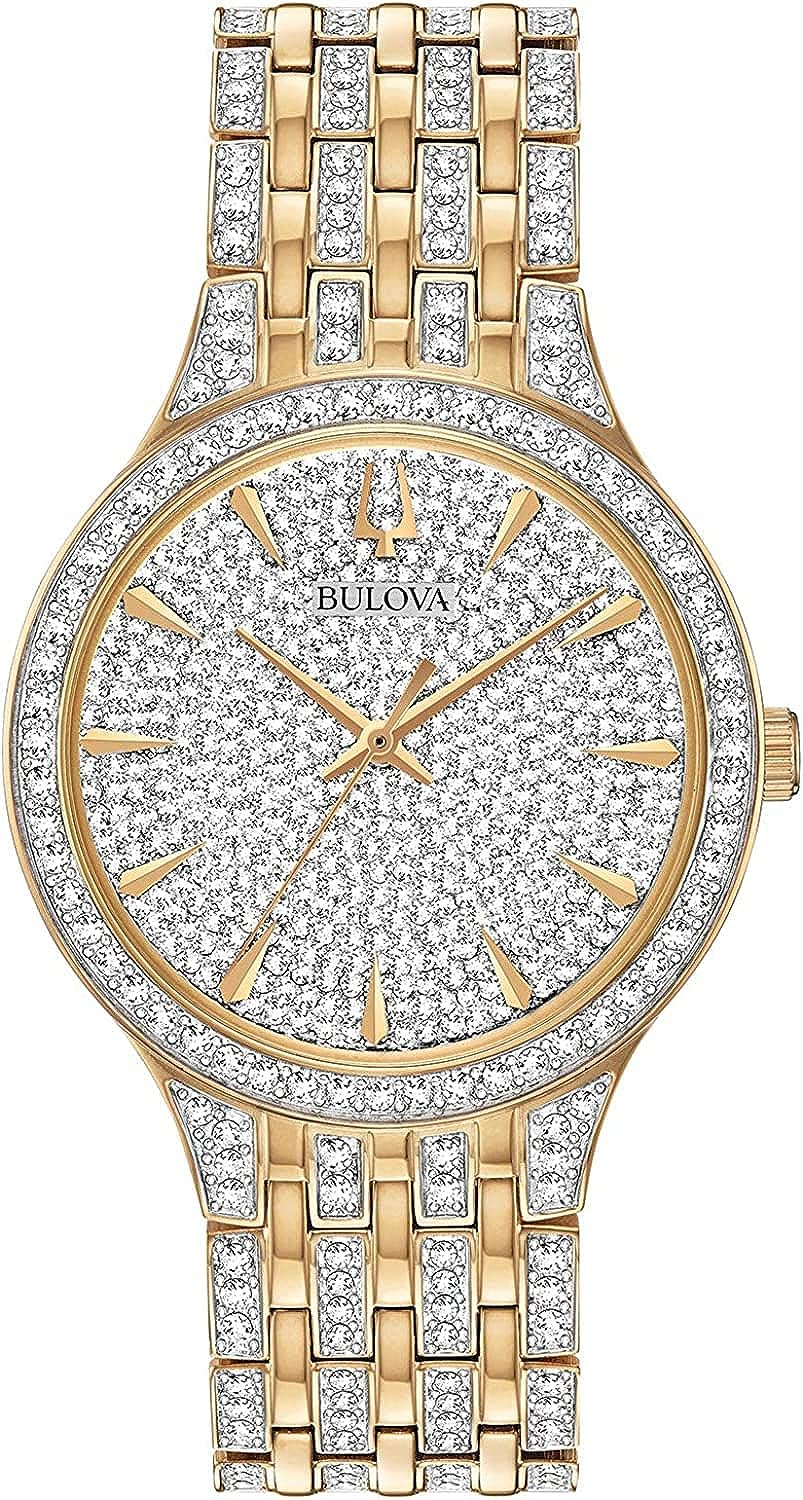 Bulova Crystal Pave 3-Hand Quartz Slim Case Watch