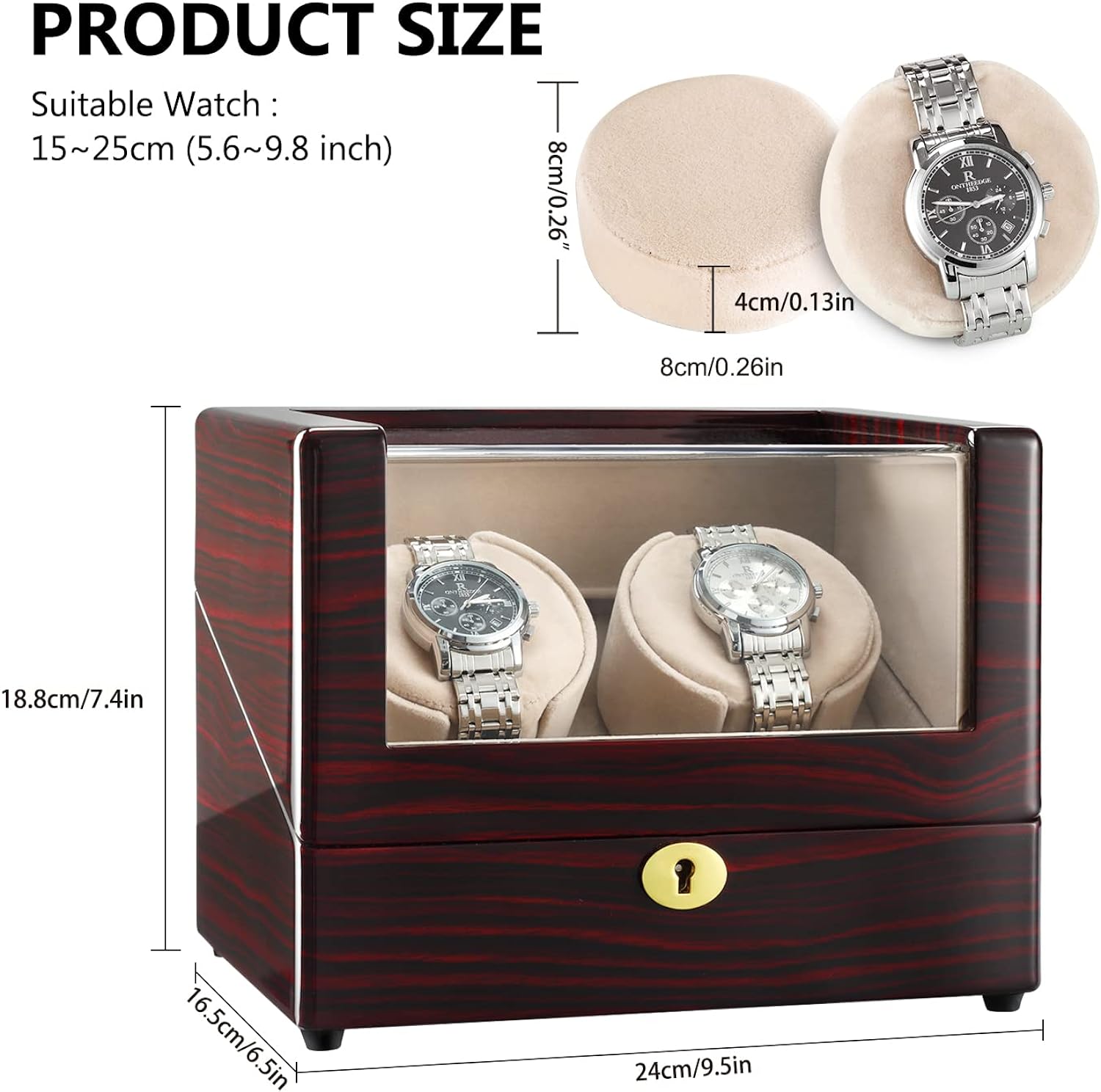 CHIYODA Watch Winder for Mens and Womens Automatic Watch with 2 Mabuchi Motors, LCD Touch Screen