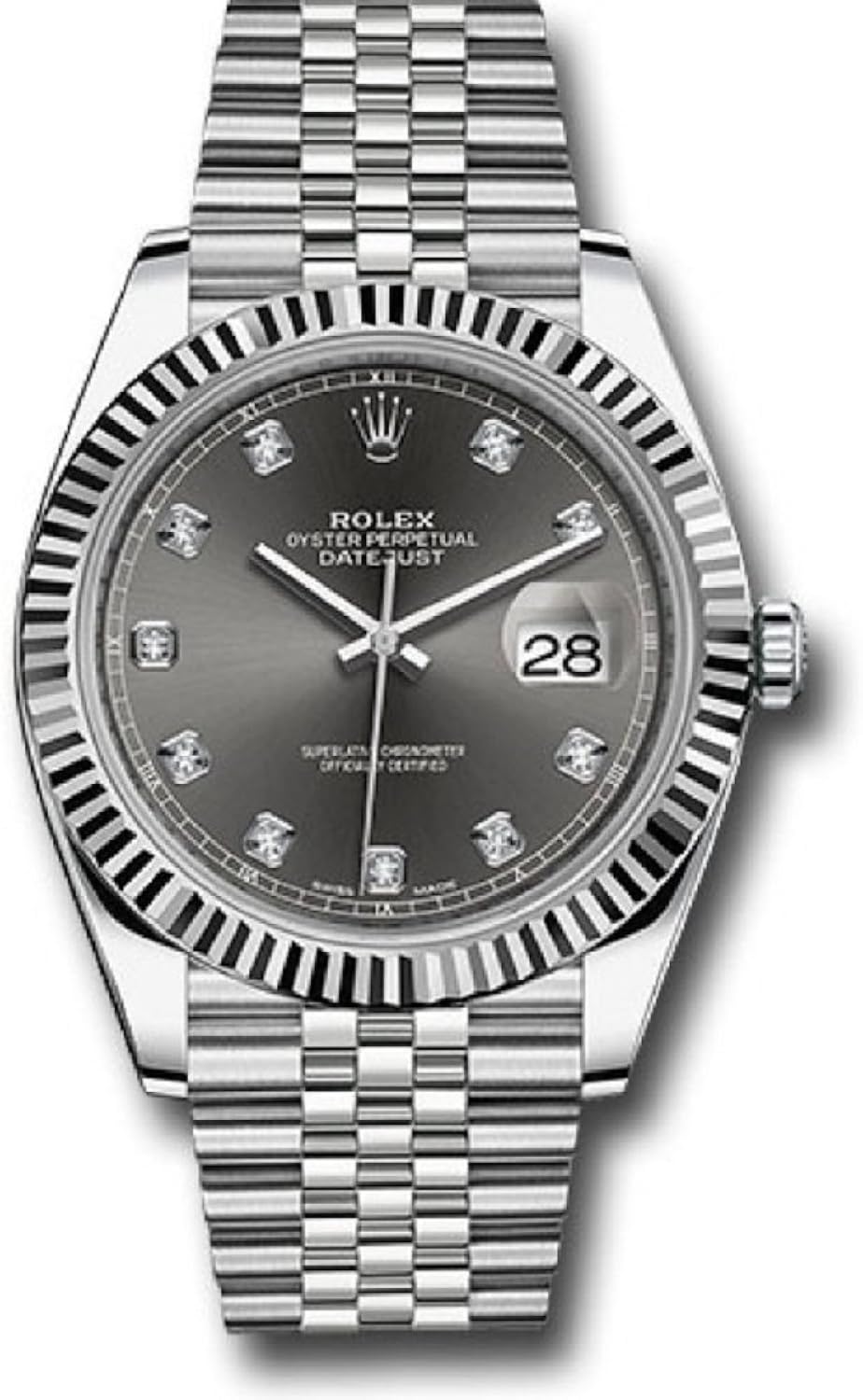 ROLEX DATEJUST 41 STEEL AND WHITE GOLD RHODIUM DIAMOND DIAL JUBILEE BRACELET 41MM