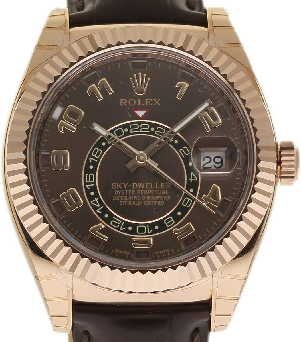 Rolex New Sky-Dweller 326135 Rose Gold Brown Leather Box/Paper/5YWarranty #RL119