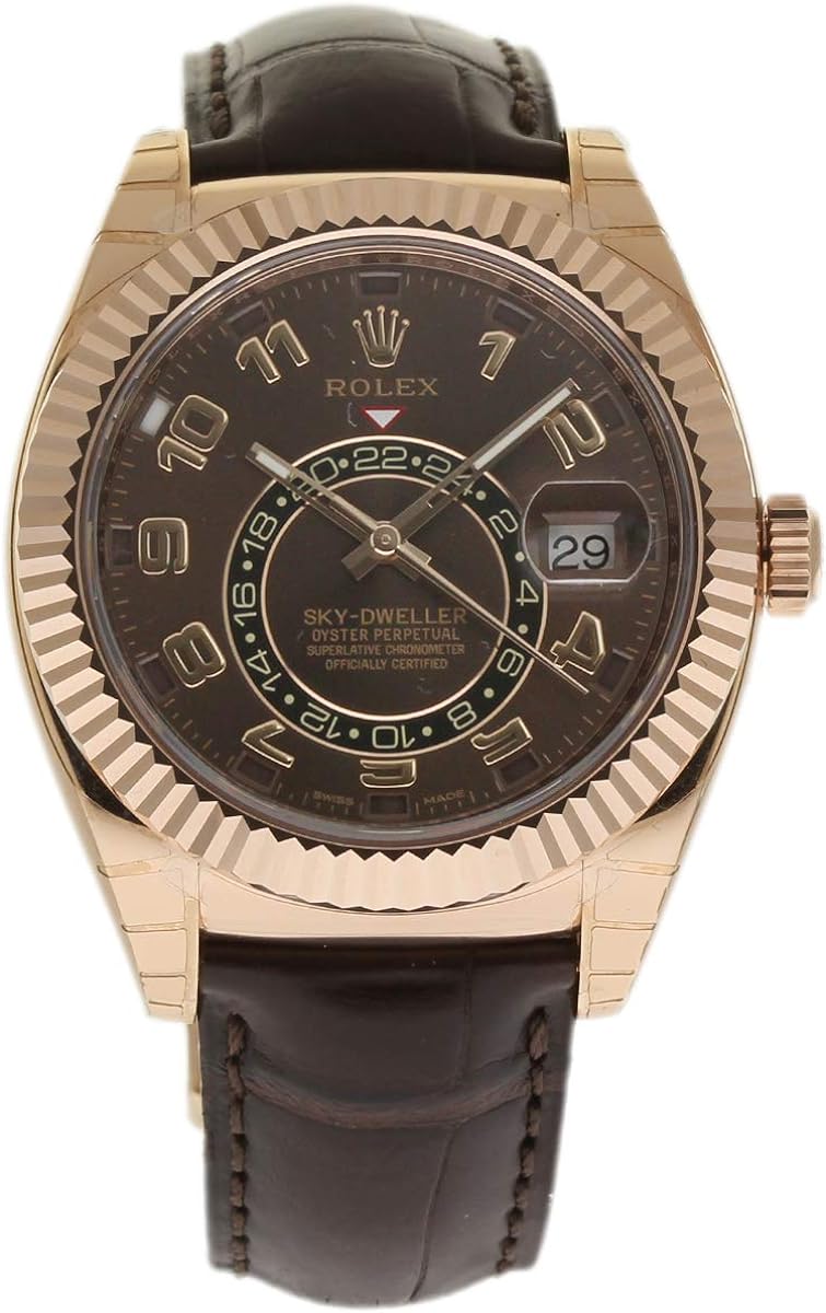 Rolex New Sky-Dweller 326135 Rose Gold Brown Leather Box/Paper/5YWarranty #RL119