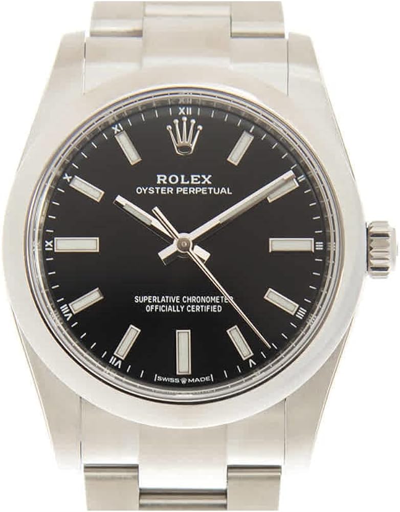 Rolex Oyster Perpetual 34 Automatic Chronometer Black Dial Ladies Watch 124200BKSO