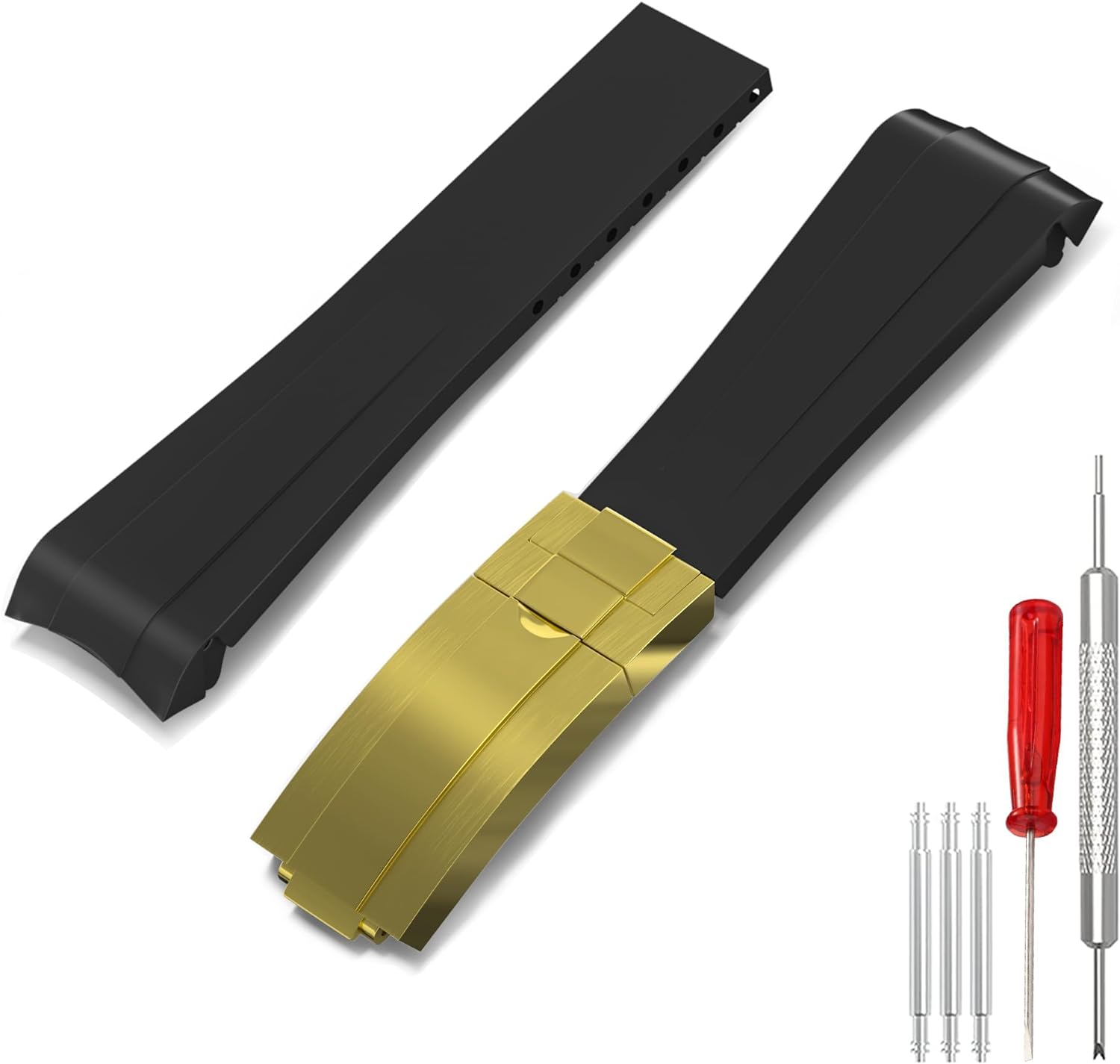 Wentokye 20mm Curved Lug End Watch band for Men  Women Watches-Replacement for Rolex Rubber Strap Colors:Black, Blue,Green