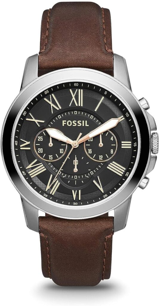 Fossil Grant Mens Watch with Chronograph Display and Genuine Leather or Stainless Steel Band