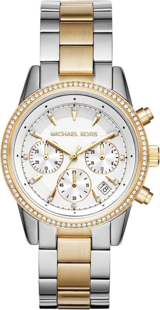 Michael Kors Ritz Womens Watch, Stainless Steel and Pavé Crystal Watch for Women