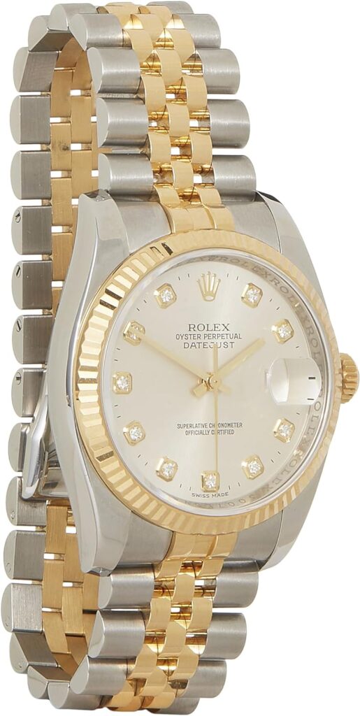 Rolex, Pre-Loved Stainless Steel  18k Yellow Gold Diamond Datejust 116233 36mm, Gold : Luxury Stores